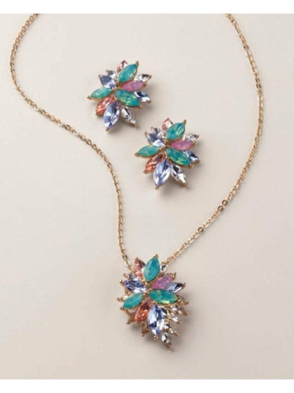 Avon Studio 1886 Pastel Petals Necklace & Earring Set-New In Box